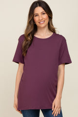 Plum Oversized Short Sleeve Maternity Top