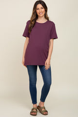 Plum Oversized Short Sleeve Maternity Top