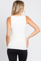 Ivory Sqaure Neck Ruched Sides Top