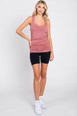 Mauve Square Neck Ruched Sides Top