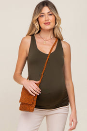 Olive Seamless Maternity Fitted Tank Top