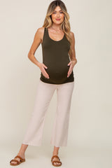 Olive Seamless Maternity Fitted Tank Top