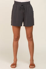 Charcoal Smocked Waist Shorts