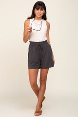 Charcoal Smocked Waist Shorts