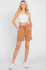 Camel Smocked Waist Shorts