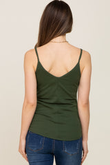 Olive Ribbed Snap Button Maternity Cami