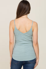 Mint Green Ribbed Snap Button Maternity Cami