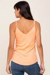 Coral Ribbed Snap Button Cami