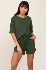 Olive Pocket Front Pajama Short Set