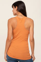 Orange Ribbed Racerback Tank Top