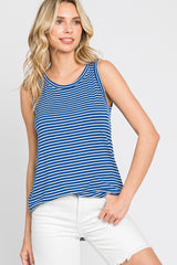 Royal Blue Striped Sleeveless Maternity Top