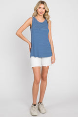 Royal Blue Striped Sleeveless Top