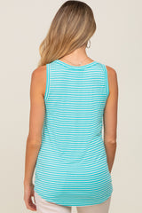 Mint Striped Sleeveless Maternity Top