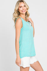 Mint Striped Sleeveless Top