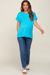 Aqua Short Sleeve Maternity Top