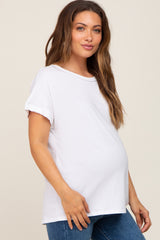 White Short Sleeve Maternity Top