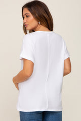 White Short Sleeve Maternity Top