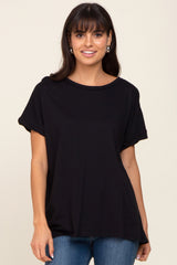 Black Short Sleeve Maternity Top