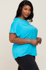 Aqua Short Sleeve Plus Top