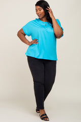 Aqua Short Sleeve Plus Top