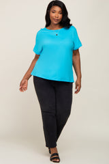 Aqua Short Sleeve Plus Top