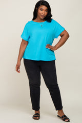 Aqua Short Sleeve Plus Top