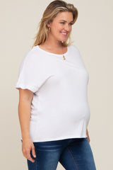 White Short Sleeve Plus Maternity Top