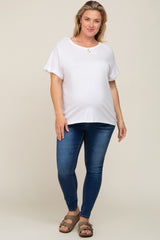 White Short Sleeve Plus Maternity Top