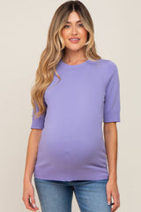 Lavender Knit Fitted Maternity Blouse