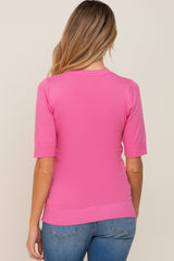 Fuchsia Knit Fitted Maternity Blouse