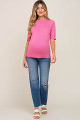 Fuchsia Knit Fitted Maternity Blouse