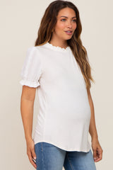 Ivory Contrast Crochet Sleeve Maternity Top