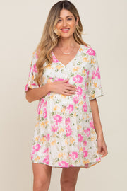 White Floral Babydoll Maternity Dress