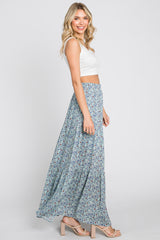 Sage Floral Tiered Maxi Skirt