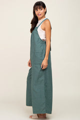 Forest Green Plaid Tie Back Overall