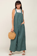 Forest Green Plaid Tie Back Overall