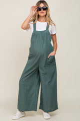 Forest Green Plaid Tie Back Maternity Overall