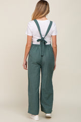 Forest Green Plaid Tie Back Maternity Overall