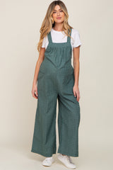 Forest Green Plaid Tie Back Maternity Overall