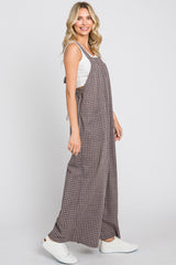 Mocha Plaid Tie Back Overall