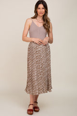 Mauve Floral Pleated Maternity Midi Skirt