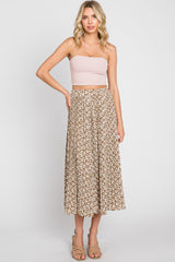 Mauve Floral Pleated Maternity Midi Skirt