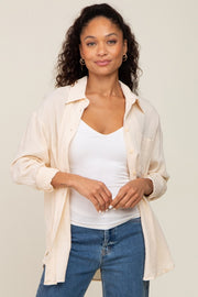 Cream Button Up Collared Top