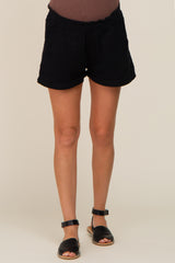 Black Gauze Double Layered Maternity Shorts