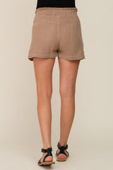 Taupe Gauze Double Layered Maternity Shorts