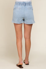 Light Blue Elastic Waist Maternity Denim Shorts