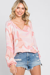 Pink Abstract Print Maternity Blouse