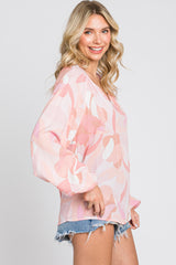 Pink Abstract Print Blouse