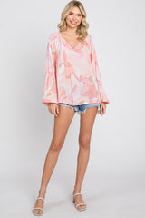 Pink Abstract Print Blouse