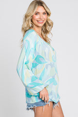 Blue Abstract Print Blouse